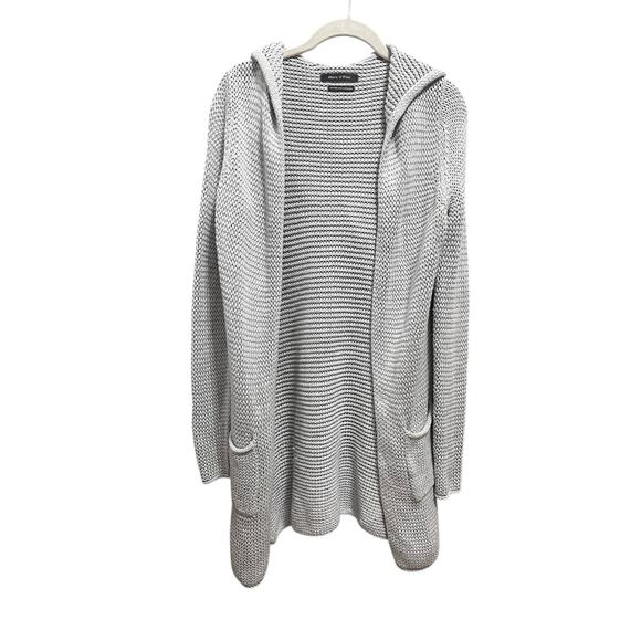 Marc O'Polo Womens Gray Cotton Like Cashmere Heavy Hooded Cardigan Sweater Sz M - Picture 1 of 13